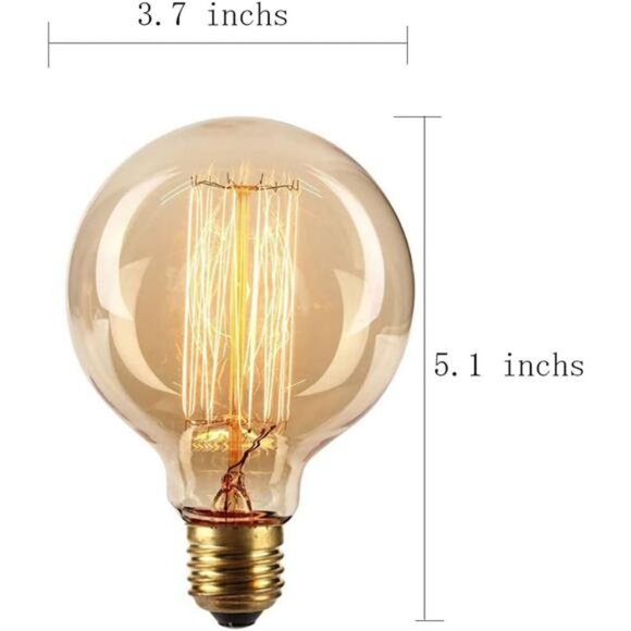 Vintage Edison Bulb,Large Round Edison Antique Light Bulbs-G30/G95 120V - Picture 4 of 8